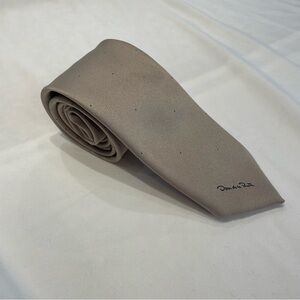 Oscar de la Renta Tan Polka Dot Tie Quiet Luxury Old Money Neutral Classic Event